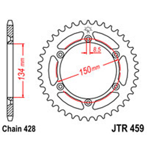 JT JT Rear Sprockets R/W 459/52T KAW 6 HOLE (4330)